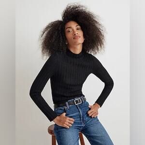 Madewell Black Alpaca-Blend Mockneck Sweater Size S NO041